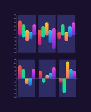 Opposite directions gradient infographic chart template set for dark theme Stock Illustration