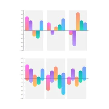 Opposite directions gradient infographic chart design template set Stock Illustration