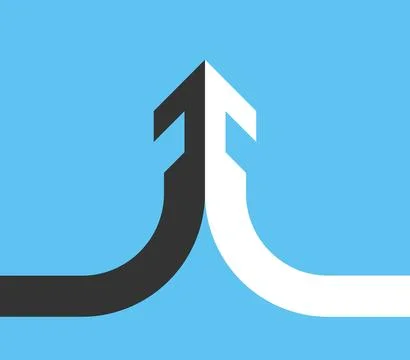 Opposite halves merging, arrow Stock Illustration