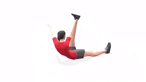 Opposite hand to toe touch red Stock Footage 146958558