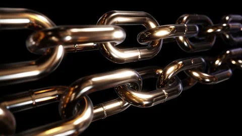 Opposite moving gold chains looping 3D animation Video stock 167260935