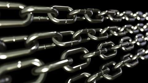 Opposite moving titanium chains rendered in UHD Stock Footage 266386107