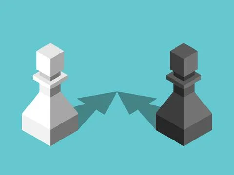 Opposite pawns, closing, approaching Stock Illustration