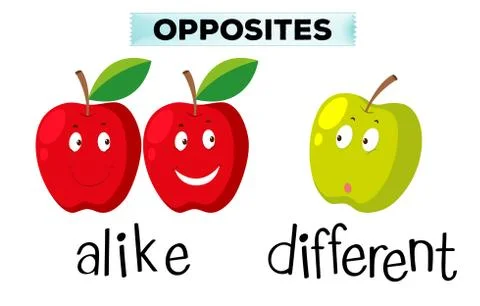 Opposite words for alike and different Stock Illustration