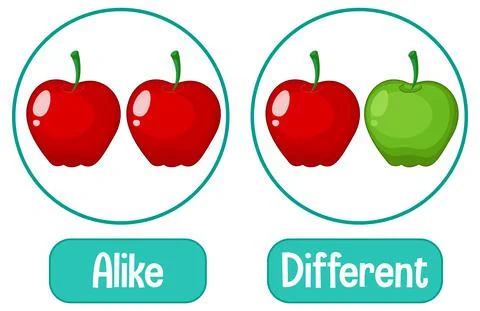Opposite words with alike and different Stock Illustration