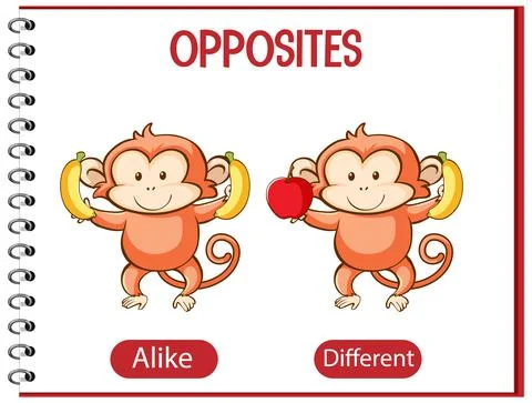 Opposite words with alike and different Stock Illustration