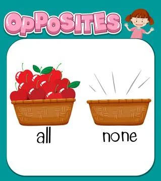 Opposite words for all and none Stock Illustration