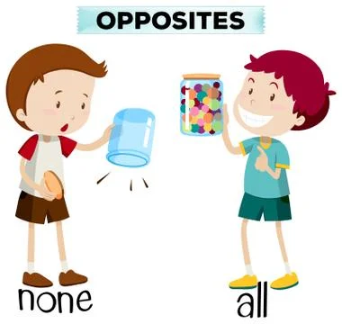 Opposite words for none and all Stock Illustration