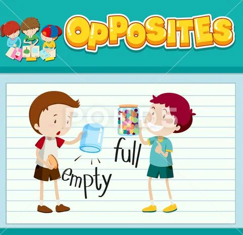Opposite Adjectives With Cartoon Drawings Stock Illustration