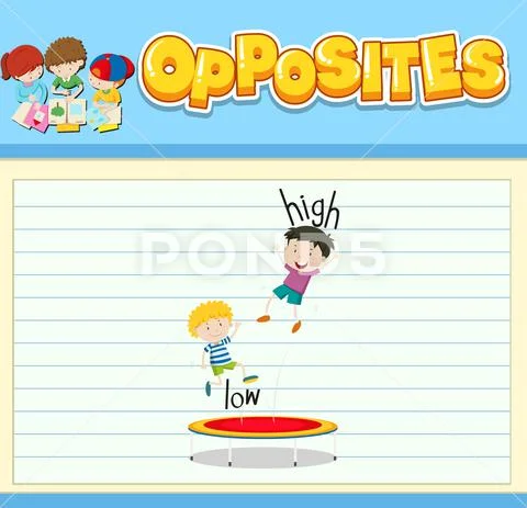 Opposite Adjectives With Cartoon Drawings Stock Illustration