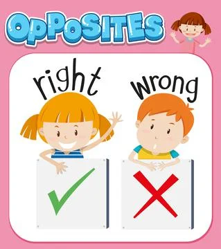 Opposite words for right and wrong Illustrazione stock