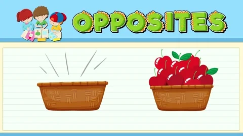 Opposites learn empty and full with baskets and cherries kids education clip. Stock Footage 333805305