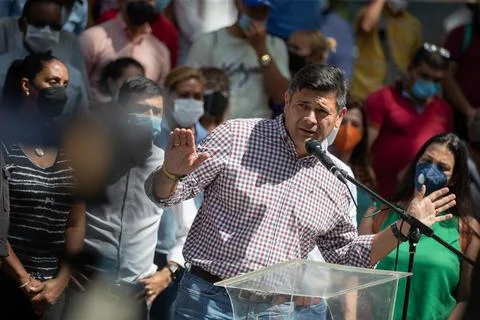 Opposition candidate to the Chavez state says separation of powers is null, Cara Stock Photos