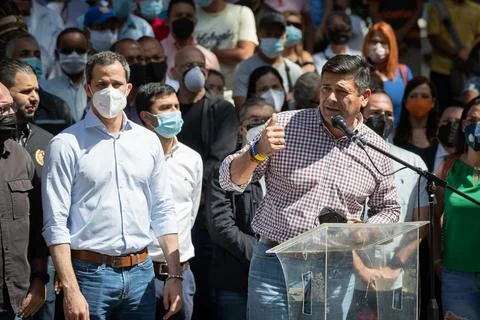 Opposition candidate to the Chavez state says separation of powers is null, Cara Stock Photos
