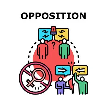 Opposition concept with people debating and rejecting gender Stock Illustration