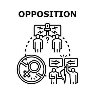 Opposition concept with people debating and rejecting gender Stock Illustration