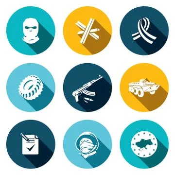 Opposition flat icon set Stock Illustration