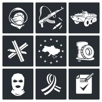 Opposition icon set Stock Illustration