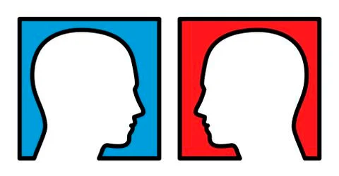 Opposition Two Persons Looking Each Other Stock Illustration