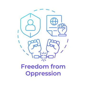 Oppression freedom blue gradient concept icon Stock Illustration