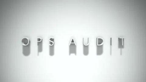Ops audit 3D title animation with shadows on a white background Stock Footage 297456533