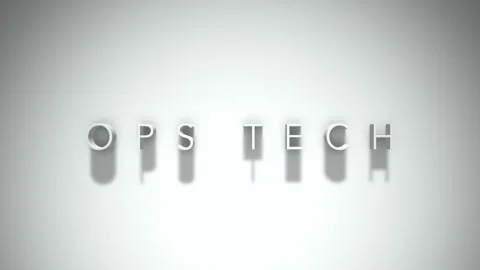 Ops tech 3D title animation with shadows on a white background Stock Footage 297456564