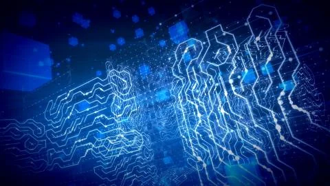 An opt art 3d rendering of a multidimensional global processor with nebulas o Stock Illustration