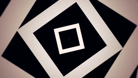 Opt art of concentric white squares growing and spinning on black background. Stock Footage 144790772