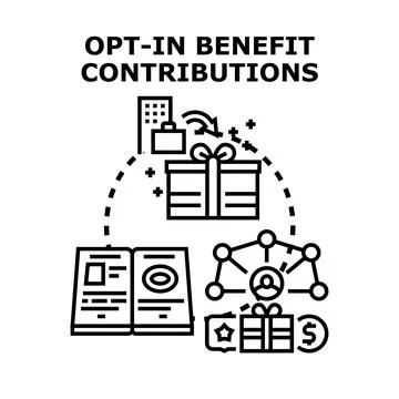 Opt in benefit contributions program choosing enrollment 스톡 일러스트