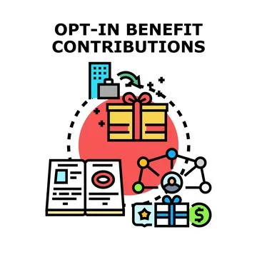 Opt in benefit contributions program choosing enrollment Illustrazione stock