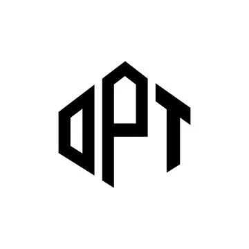 OPT letter logo design with polygon shape. OPT polygon and cube shape logo .. Stock Illustration