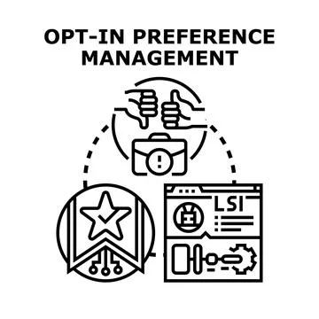 Opt in preference management process, choosing digital privacy settings Stock Illustration