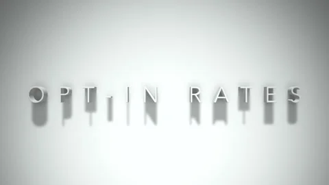 Opt in rates 3D title animation white text on a white background Stock Footage 299647669