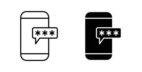 OPT sms password icon collection in black, Line icons, flat symbols Stockillustratie