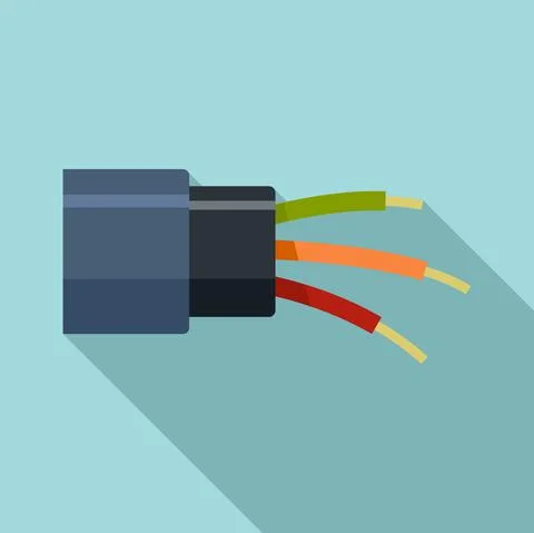 Optic cable icon, flat style 库存插图