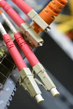 Optic fiber cable with connector Stock Photos