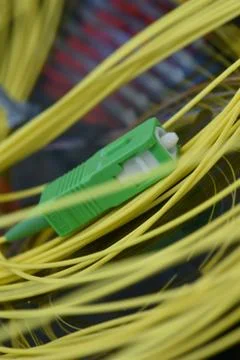 Optic fiber cable with connector Stock Photos