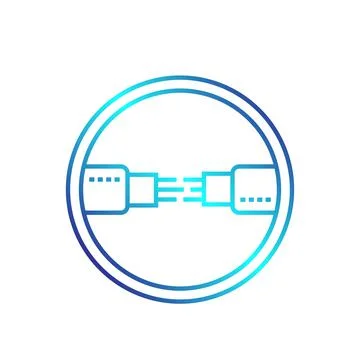 Optic fiber cables vector linear logo, icon Stock Illustration