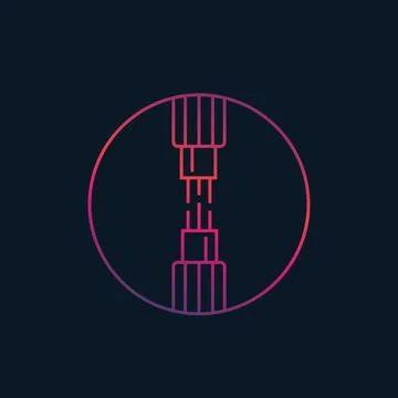 Optic fiber cables vector linear icon Stock Illustration