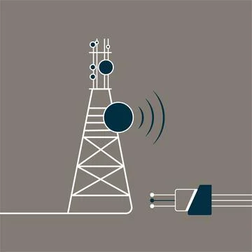 Optic fiber Network tower flat vector design, Optic cable icon. Vector illust Stock Illustration