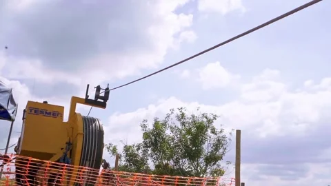 Optic fibre cable installation for communication network Stock Footage 341996790