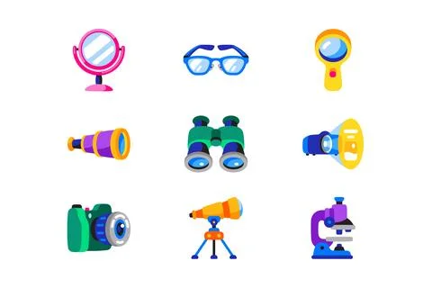 Optical accessories icons set Stock Illustration