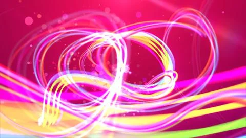 An optical art 3d rendering of tender colorful stripes forming curly turns an Illustrazione stock