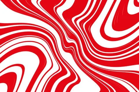 Optical art background. Red and white pattern with wavy, curves lines. Digital i Stock Illustration
