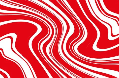 Optical art background. Red and white pattern with wavy, curves lines. Digital i Stock Illustration