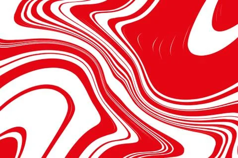 Optical art background. Red and white pattern with wavy, curves lines Stock Illustration