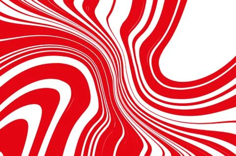 Optical art background. Red and white pattern with wavy, curves lines. Digital i Illustrazione stock