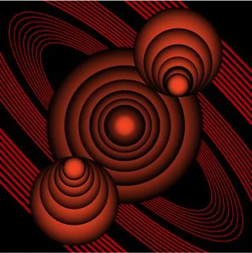 Optical art design element in contrasting red and black design, 3d illusion Stock Illustration