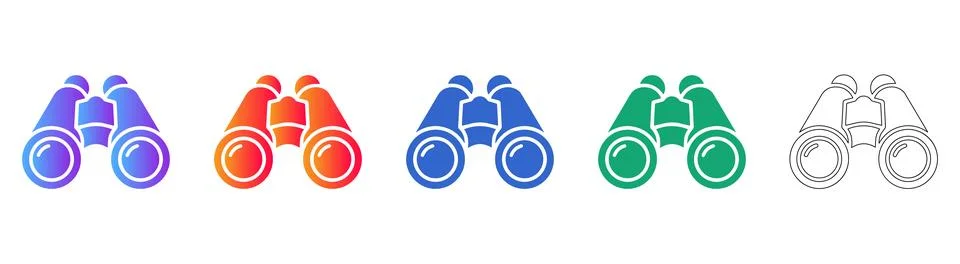 Optical Binoculars Exploration Icons Stock Illustration