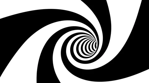Optical black and white spiral tunnel loop Vidéo 100899168